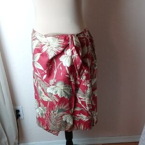Ralph Lauren Red and Cream Linen Skirt